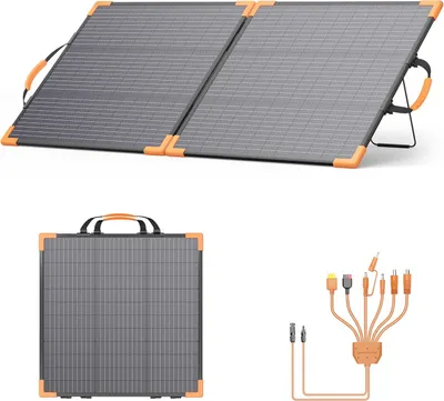 Obrázok produktu pre Prenosný solárny panel s výkonom 100 W, určený na dobíjanie zariadení, s napätím 20 V, skladací, s vodotesnosťou IP68 a vysokou účinnosťou 23,5 % s dvoma konektormi