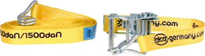 Produktbild von alca® Zurrgurt 1,5t 6m 25mm 1500 daN gelb verstellbar mit Ratsche + 2 Stahlhaken Ratschenspanner Spanngurt nach DIN EN 12195-2