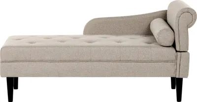Produktbild von BELIANI Chaiselongue Rechts Beige Stoff Gepolstert Gesteppt mit Kissen Holzbeinen Moderne Sofaliege Relaxliege Récamiere für Wohnzimmer Schlafzimmer