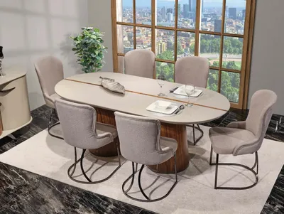 Obrázek produktu pro Luxus Esszimmer Set Esstisch 6x Stühle Designer Möbel 7 tlg Essgruppe Garnitur