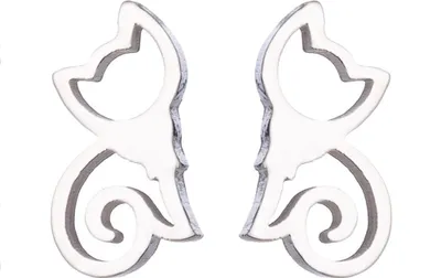 Produktbild von Minimalistische hohle Katzen-Ohrstecker aus Edelstahl, niedlicher Tier-Frauenschmuck-Silber