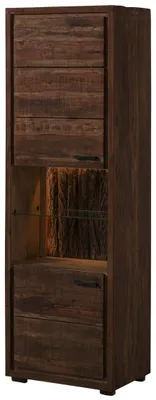 Immagine prodotto di MASSIVMOEBEL24 | BARK #202 Vetrina in legno di acacia laccato / marrone 58x40x180