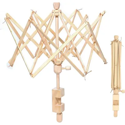 Produktbild von Garnhaspel aus Holz, Hölzerner schirmförmiger Garnwickler,verstellbar 52–70 cm , ideales Werkzeug für Handarbeit & Strickprojekte