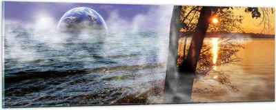 Produktbild von Bilder auf glas - Abstraktion Umwelt Erde - 90x30cm - Glasbilder - Wandbilder - Kunstdruck - zum Aufhängen bereit - Wanddekoration aus Glas - Glas Bilder - Wandbild auf Glas - GAB90x30-0308