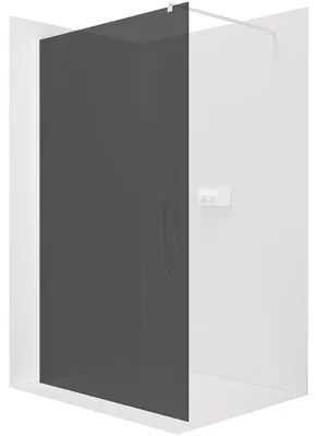 Productafbeelding van Douchewand Walk-in Onyx Round L/P - 8 mm - ronde steun - mat wit, grijs glas - 120x200 cm