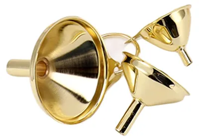 3-teiliges Edelstahl-Trichter-Set, gold, mit Seitengriff