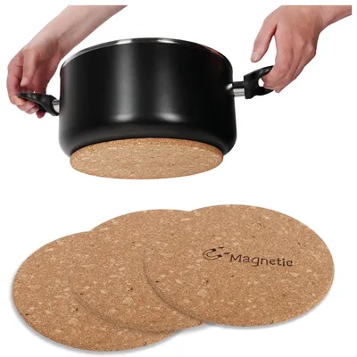 Produktbild von com-four® 3x Magnetischer Topf-Untersetzer - Hitzeschutz-Unterlage aus Kork