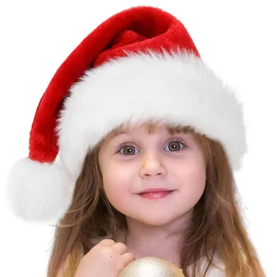 Produktbild von Nikolausmütze für Kinder, Plüsch, Weihnachtsmannmütze, Rot, 1 Stück