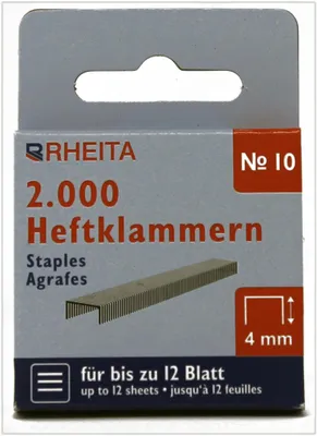 Produktbild von Rheita Heftklammern Nr. 10, 2.000 Stück in Pappschachtel