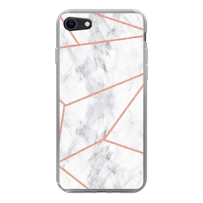 Produktbild von MuchoWow® Handyhülle Schutzhülle Hülle für iPhone SE 2020 Marmor - Roségold - Weiß Silikon Softcase Handy Hülle - Kartenbesitzer