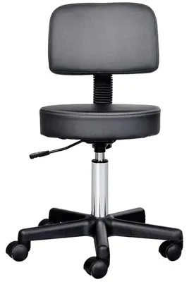 Image de Tabouret de selle réglable sur roulettes | Couleur : Noir | Dimensions : 35x35x72-84 cm