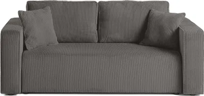Image de Best Mobilier Topaze - canapé droit 2 places - en velours côtelé , Gris