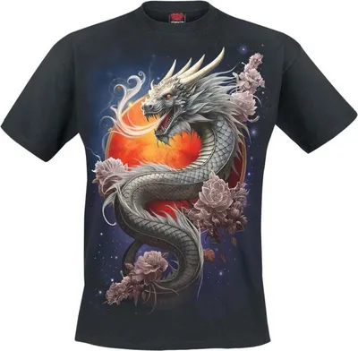 Produktbild von Spiral T-Shirt Herren Sun Dragon schwarz Drachen, Rockwear 100% Baumwolle M