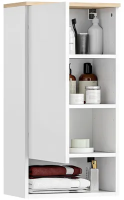 Image de Armoire murale HOMCOM avec portes, étagères réglables et compartiment ouvert