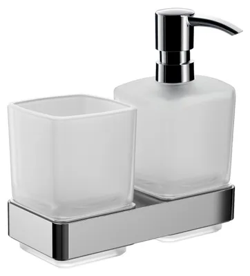 Image de emco porte-verre loft et distributeur de savon liquide, modèle mural, chromé, 053100100