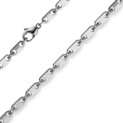 Produktbild von 5,5mm Plattenkette Kette Collier aus 585 Gold Weißgold massiv 60cm Herren