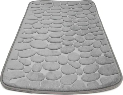 Produktbild von Intirilife grauer Duschvorleger Badmatte mit Memory-Schaum in Steinoptik - 80 x 50 cm - Für Bad und Waschküche