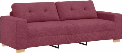 Imagen del producto de Sofá de tres plazas, color burdeos, 180 cm, tapizado en tela