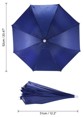 Produktbild von 20" 2Pack Angeln Regenschirm Hut Elastisch Faltbare Sonne Regen Kappe Kopf Regenschirm H?nde Fš¹r Drau?en Angeln Camping Dunkel Blau