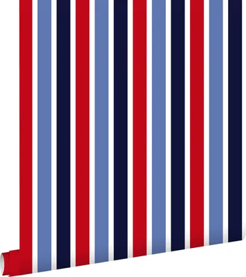 Immagine prodotto di ESTAhome carta da parati strisce verticali blu scuro, rosso e bianco 53 cm x 10.05 m