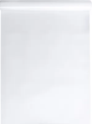 A roll of white material, likely shelf liner or drawer matting, is shown from the top with the roll partially unrolled.