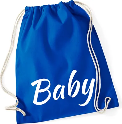 Produktbild von Huuraa Turnbeutel Baby Schriftzug 12 Liter Bright Royal Baumwolle Rucksack Geschenkidee