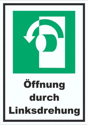 Produktbild von Öffnung durch Linksdrehung Schild A1 (594x841mm)