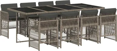 Produktbild von vidaXL 9-tlg. Garten-Essgruppe mit Kissen Grau Poly Rattan