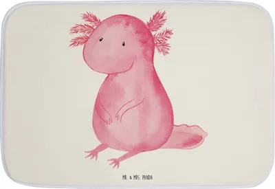 Produktbild von Mr. & Mrs. Panda Badezimmerteppich Axolotl Niedlich - Weiß - Geschenk, Liebe, Badvorleger, Duschvorleger, Badteppich, Zufrieden, Fröhlich, Weisheit, Freundin, Badematte