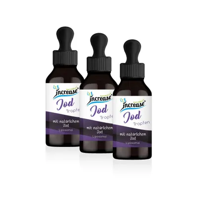Produktbild von Nimm 3, zahl 2 Aktion Liposomale Jod Tropfen hochdosiert - 500µg Jod pro Tag (15.000µg Jod in 3 Flaschen) - Keto MCT Öl C8 & C10