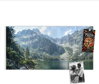 Produktbild von Magnettafel 100x50cm Pinnwand Whiteboard beschreibbar - Berglandschaft See