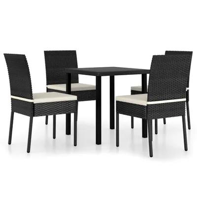 Obrázok produktu pre vidaXL 5-dielny záhradný jedálenský set Poly Rattan Black