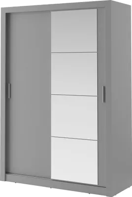 A gray sliding door wardrobe with mirrored panels.