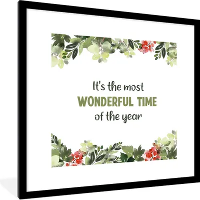 Produktbild von MuchoWow® Gerahmtes Poster Weihnachten - Zitat - Aquarell 40x40 cm - Poster mit Schwarzem Bilderrahmen Wandposter Rahmen Foto Bilder - Poster - Plakat im Rahmen