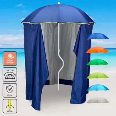 Image de Parasol/parapluie de plage Girafacile protection uv et tente de pêche 200 cm Zeus - Bleu