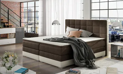 Produktbild von NABBI Gepolstert Doppelbett mit Stauraum Dalina 180 - dunkelbraun (Sawana 26)/ beige (weich 33