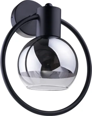 Zdjęcie produktu dla Kinkiet ścienny dekoracyjny czarny minimalistyczny szklany srebrny klosz Linda 1xE27 15W Sigma Lighting