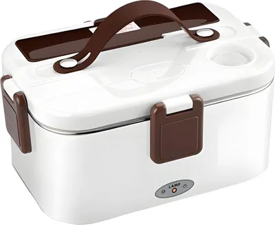 Produktbild von OKWISH Elektrische Lunchbox, Behälter Thermobehälter Lunchbox Essenwärmer Weiß, 1,8 Liter, 304 Edelstahl, zum Erwärmen für unterwegs oder im Büro, spülmaschinengeeignet