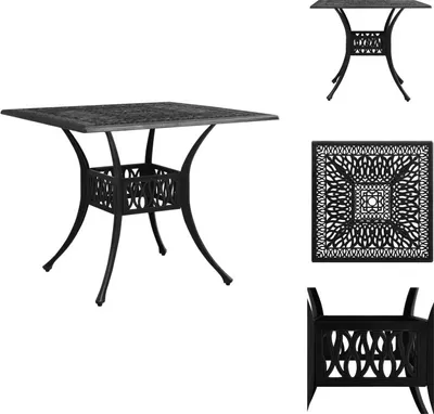 Immagine prodotto di vidaXL Tavolo da giardino nero 90x90x73 cm in fusione di alluminio - Tavoli da giardino