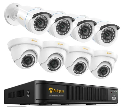 Produktbild von Anlapus 1080P Überwachungskamera Set, 8CH DVR 8X Bullet/Dome Kameras Aussen