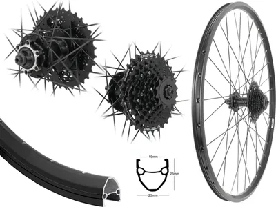 Produktbild von Aggro-X 28 Zoll Hinterrad Hohlkammer Laufrad Schwarz Disc + 9-Fach Shimano Kassette