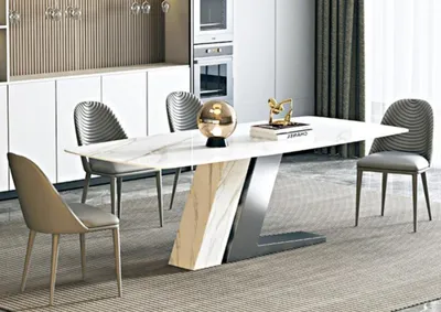 Produktbild von Ess Tisch Marmor Bonzen Tische Wohn Zimmer Italien Luxus Designer Edelstahl Neu