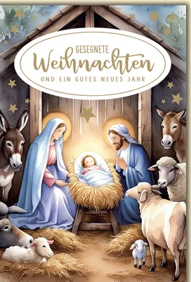 Produktbild von Weihnachten Weihnachtskrippe gesegnete Weihnachten Glückwunschkarte mit Umschlag
