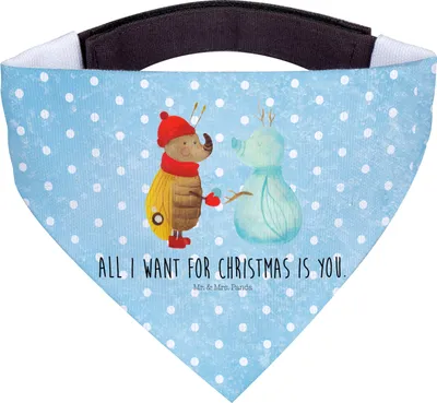 Produktbild von Mr. & Mrs. Panda Hunde Halstuch Nachtfalter Schneemann - Eisblau - Geschenk, Tuch, Winterzeit, Hunde-Halstuch, Weihnachtsgruß, Schnee, Weihnachten, Hundehalstuch, Hund