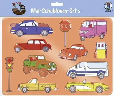 Produktbild von URSUS Mal Schablonen Set 2, Malschablone, Kinder, Mehrfarbig, Junge, 1 Stück(e), Nicht für Kinder unter 36 Monaten geeignet