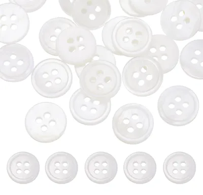 Produktbild von Runde Natürliche Muschelknöpfe - Perlmutt - Zum Nähen und Basteln - 36 Stück 12,5 mm Weiß