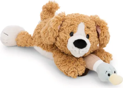 Produktbild von NICI Kuscheltier Hund mit Ente 30cm - braun - Weiches Plüschtier – niedliches Stofftier zum Kuscheln & Spielen – tolle Geschenkidee für Kinder & Erwachsene - 62149