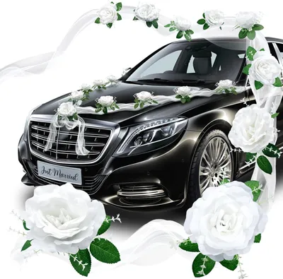 Produktbild von Autoschmuck Hochzeit Deko Rose Motorhaube Blumenschmuck Weiß Hochwertig Praktisch Langlebig für Küche Haushalt Praktisch