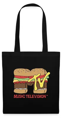 Produktbild von Spreadshirt MTV Music Television Burger-Logo Stoffbeutel, One size, Schwarz