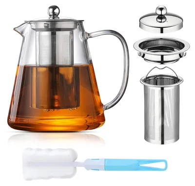 Glas-Teekanne 1300 ml mit Teesieb, hitzebeständig